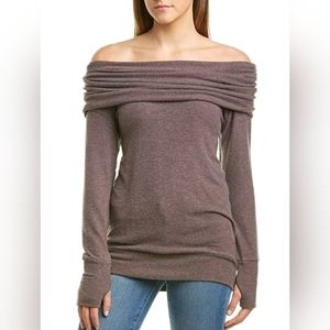 Michael Stars Madison Brush Convertible Top Soft Knit Long Sleeve Top sz M